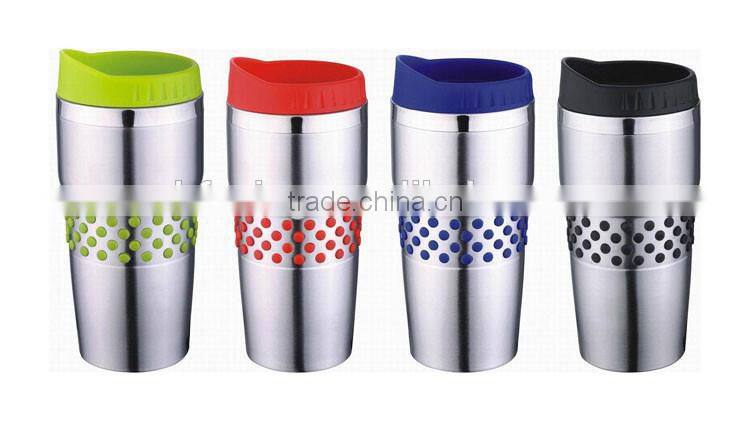 Stainless steel double wall 16oz travel mugs with handle