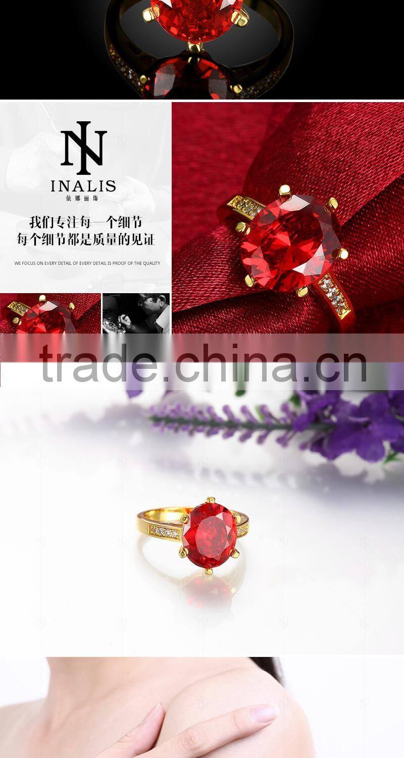 18k Plated Luxury Sapphire Gemstone Women Engagement Wedding Rings