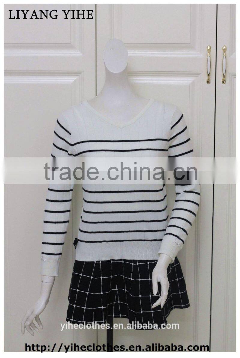 Simple knitting wear women cotton spring sweater pullover