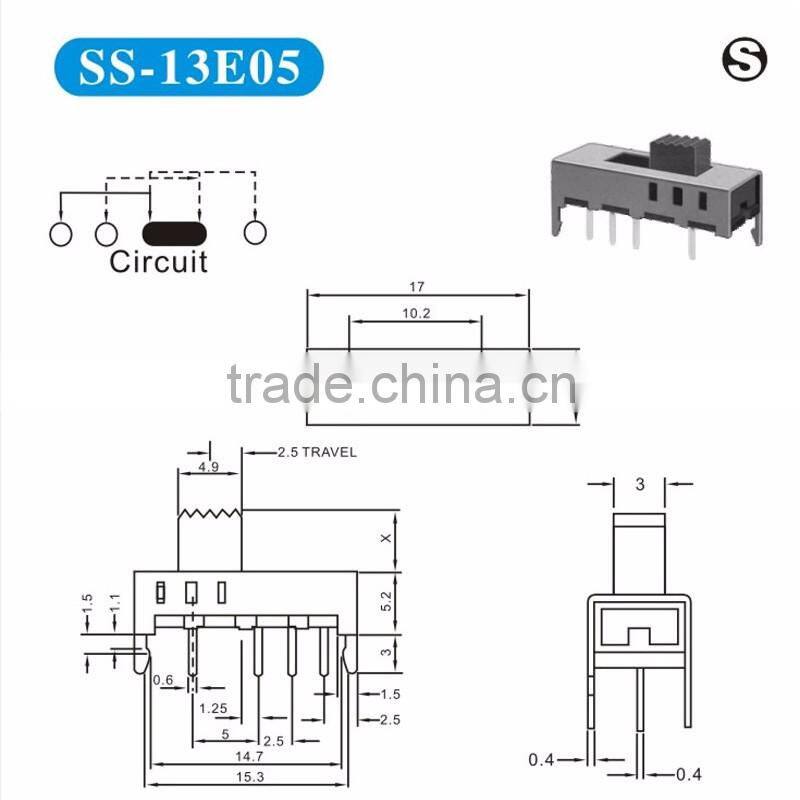 High quality vertical slide switches, 1p3t slide switches , L3R1