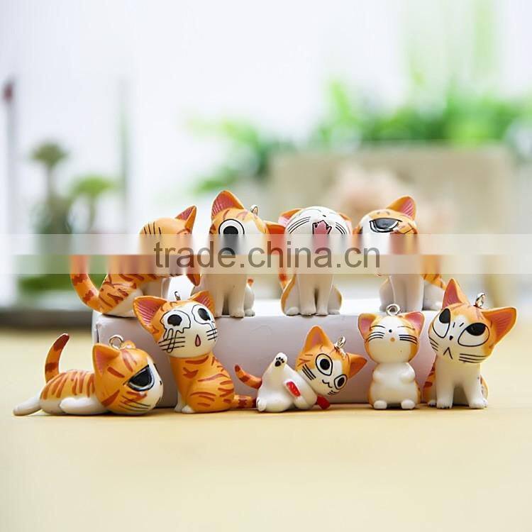 Custom Cute plastic cat figurines use PVC material