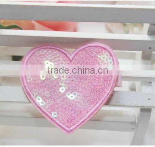 2015 New sequin heart hair clips Kids wholesales sequin bow Children Hair Accessory CB-3395
