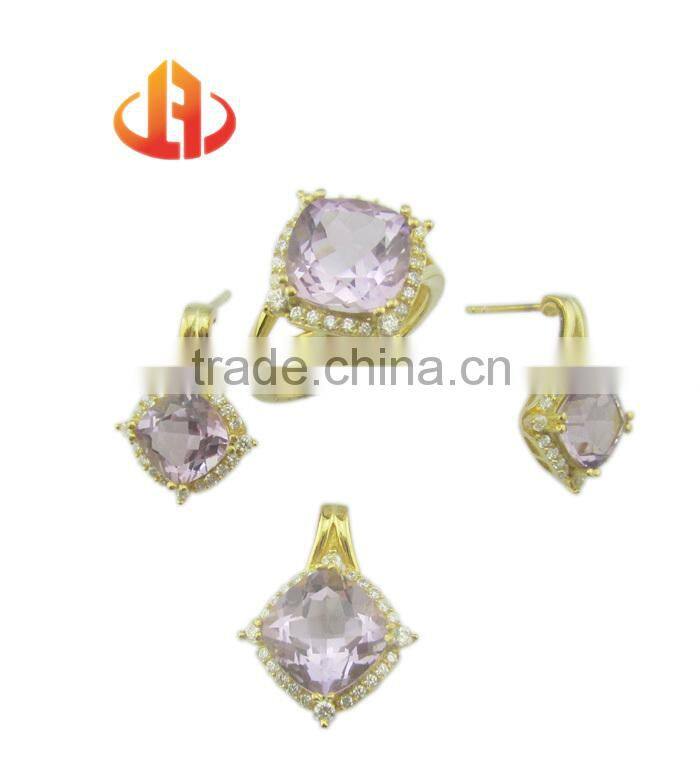 New arrival gold plated handmade silver jewelry set