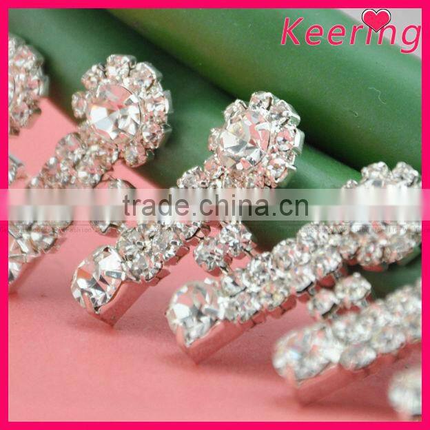 wholesale latest design hairpin shape joint dress decoration roll rhinestone cup chain WRC-228