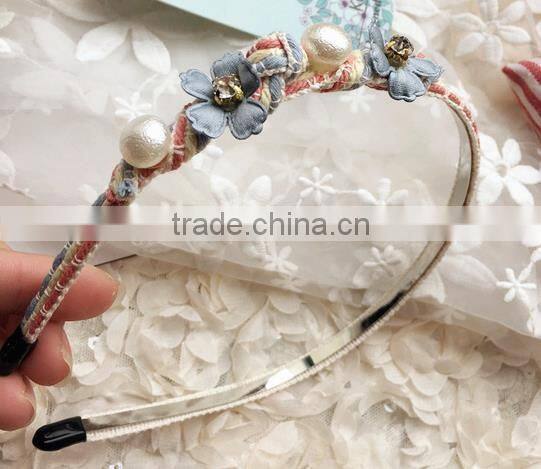 lovely flower and pearls adult headband hair bands for women
