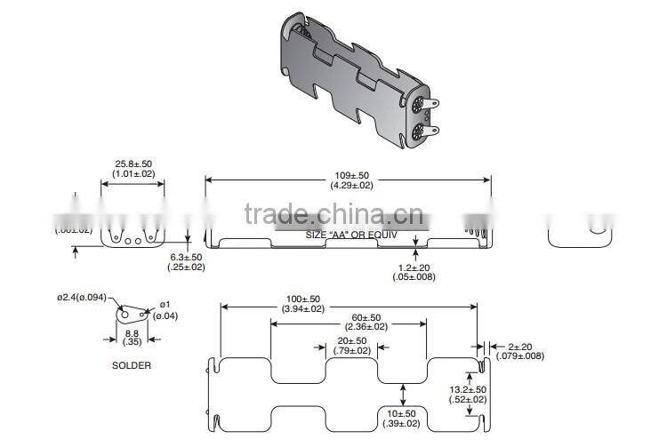 BH342D Battery holder , 4 AA Battery Holder with Solder Tabs,battery holder