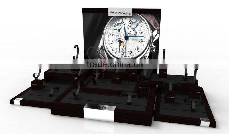 Wooden watch display stand wrapped with wood veneer