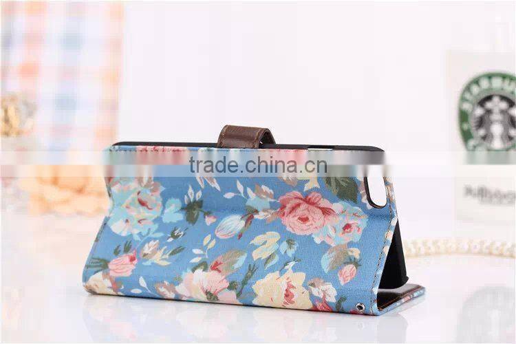 OEM and ODM Flower Pattern Purse Leather Case for iPhone 6 F-IPHLC020