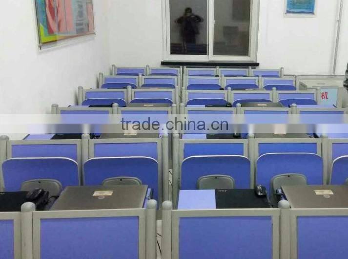 blue bent plywood seat and back lecture hall folding chair