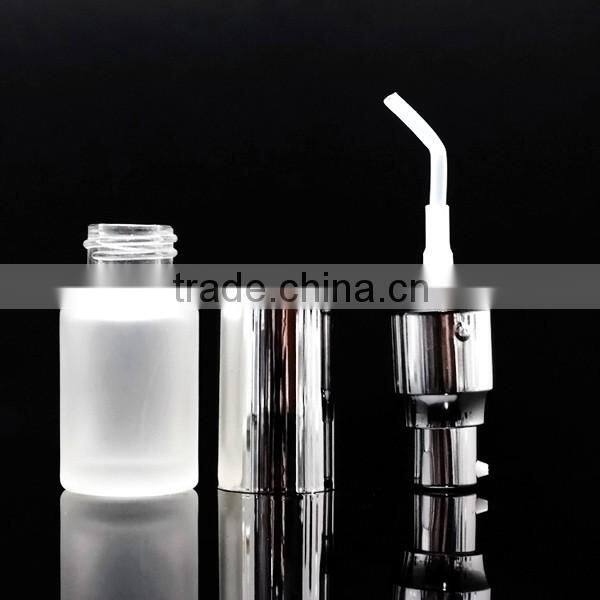 fancy bottle lotion glass bottle with white press pump for wholesale
