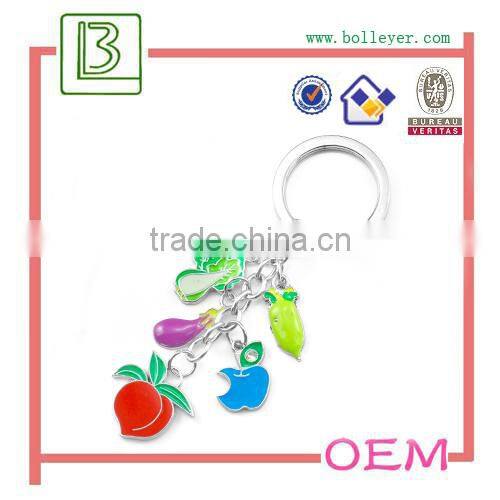 enamel tropical fruit metal keychain