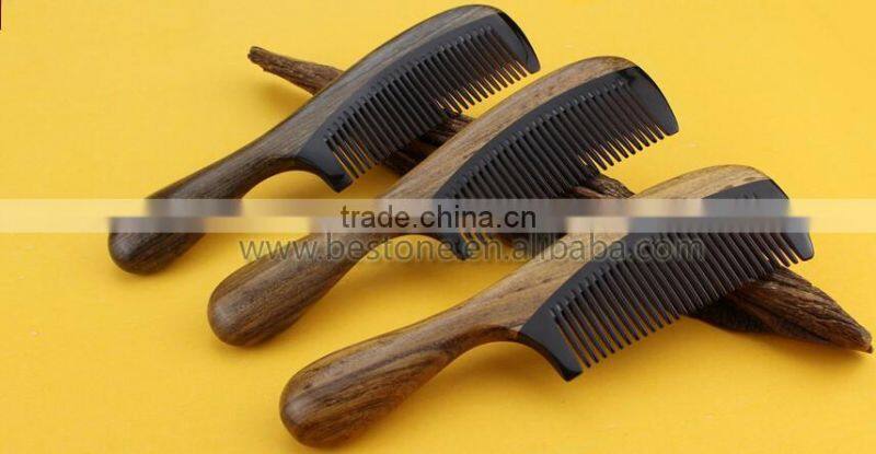 Natural Ox Horn Green Sandalwood Wood Comb