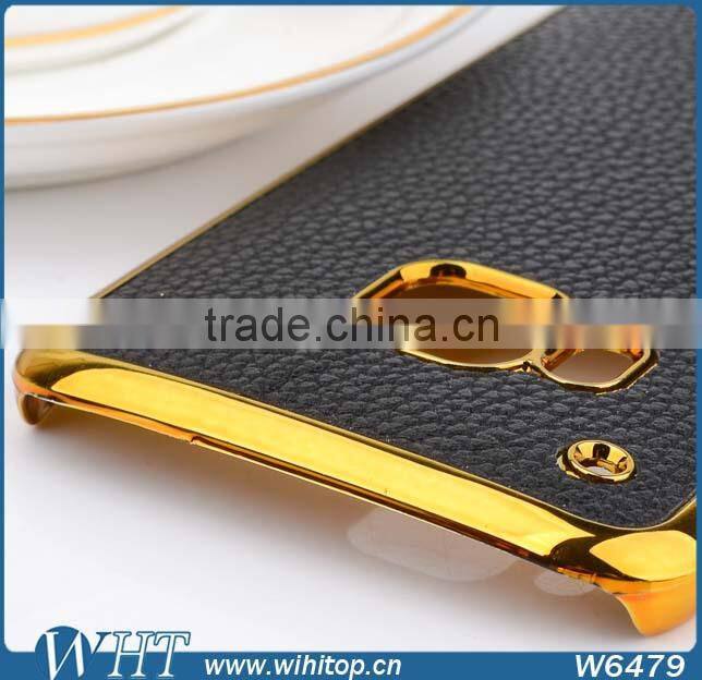 Wholesale Cell Phone Case for HTC M9 Back Cover, Litchi Skin Leather for HTC M9 Case Gold