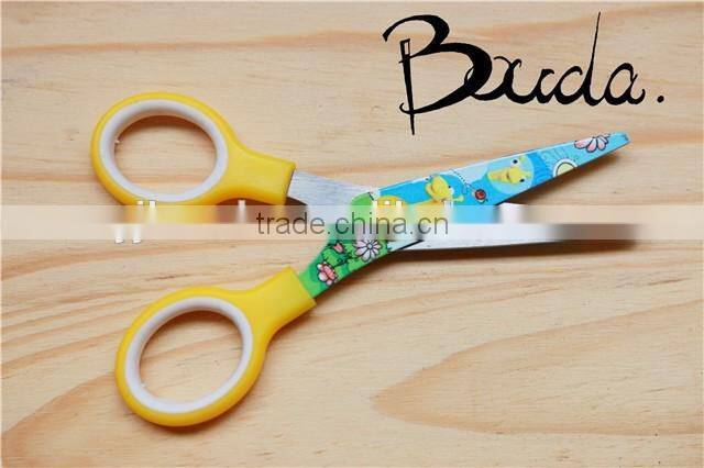 5" Good quality colourful soft handle student scissors BD-S1643