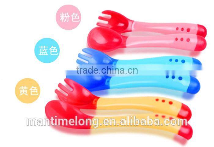 silicone baby spoon temperature sensoring spoon set baby feed tool