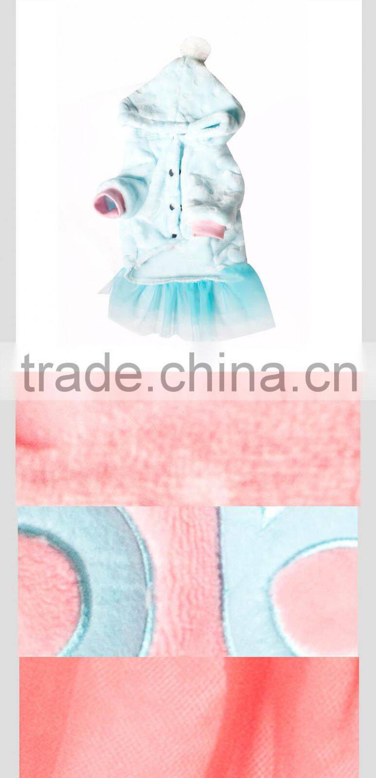 Sweet Spring Soft Plush Dog Coats Hooded Clothes ,red&blue