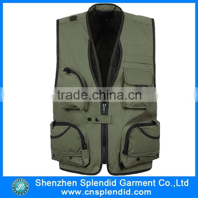 2016 Latest design multipocket dark green men' cargo vest