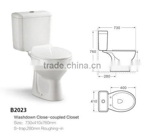 hot sale Sanitary ware classic washdown close-coupled wc toilet B2023
