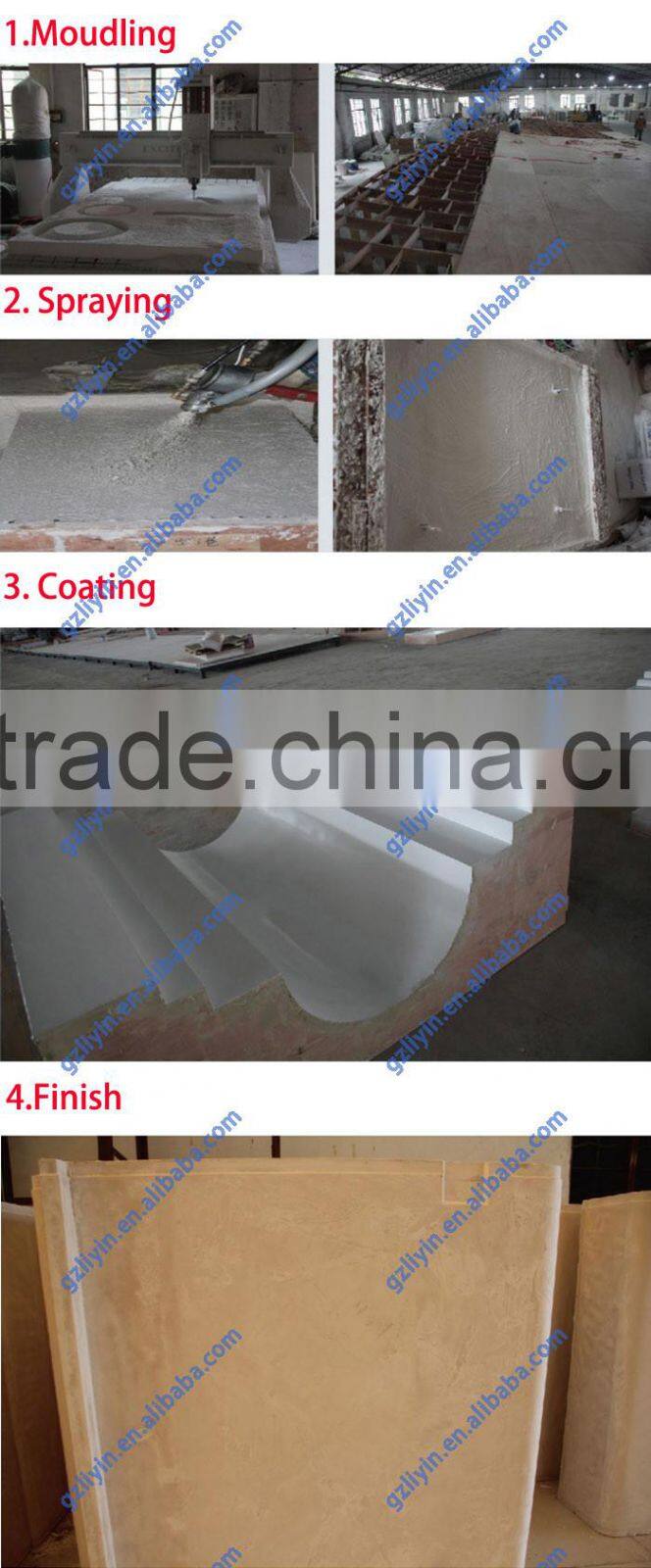 GRG Gypsum Board/Glass Fiber Exterior Decoration Silicone Molds Glass Fiber Reinforced Gypsum