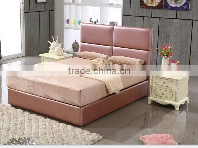 2016 modern soft leather bed high headboard design DH216B