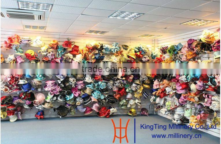 Red Fancy Sinamay Fascinators With Big Feather For Wedding Wholesale T121