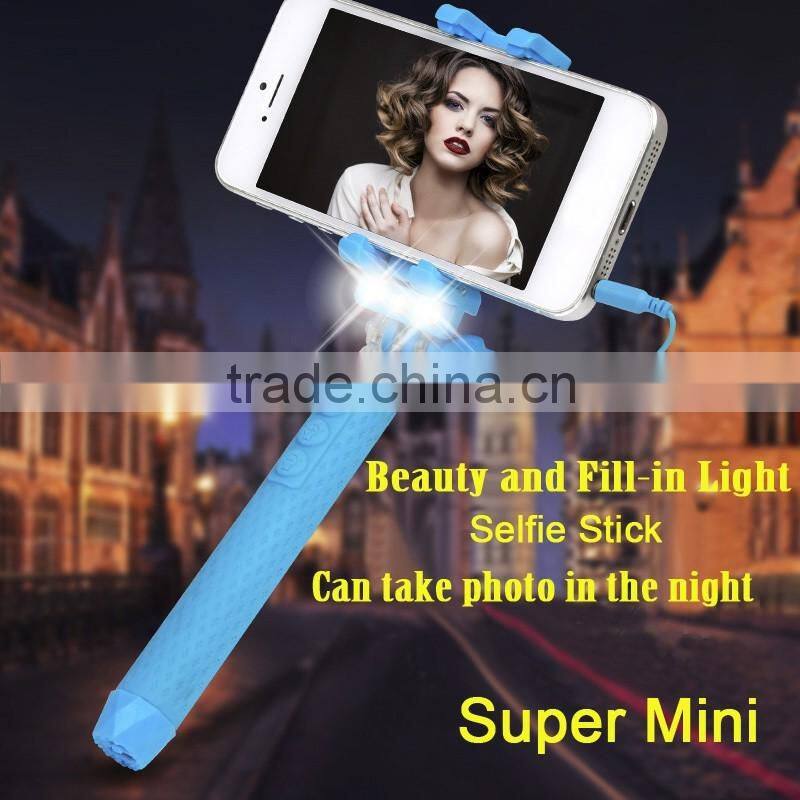 Selfie Monopod LED Flash Smartphone Selfie Stick Supreme Mini Night Version LED Filling Light For Android Phone for iPhone