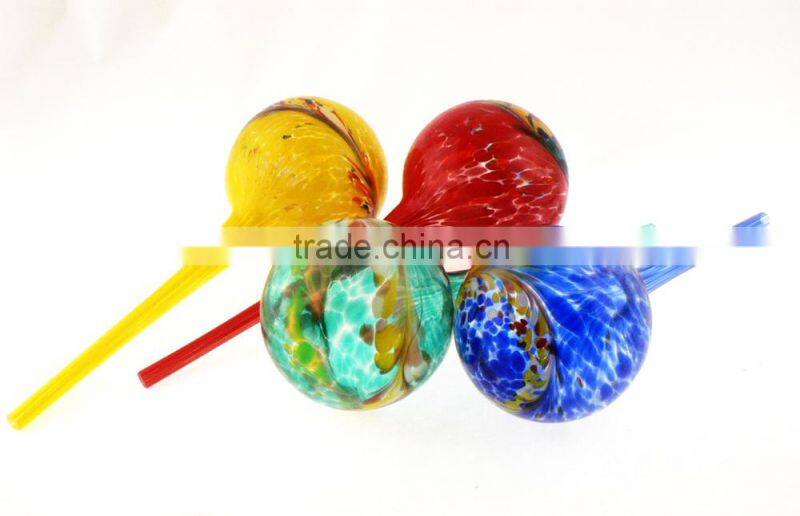 NEW!! Mixed Color Hand Blown Glass Flower Globe Satering Bulb Sprinkler Watering Ball