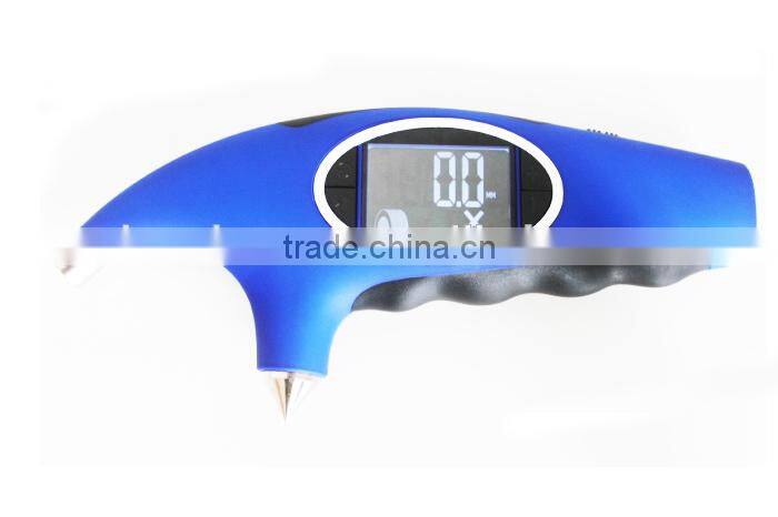 2014 New 5 in 1 Hand held 200 psi backlight digital tire pressure gauge for testing car with digital tread ruler of 15mm