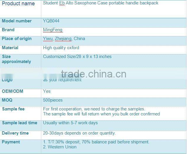 Student Eb Alto Saxophone Case portable handle backpack