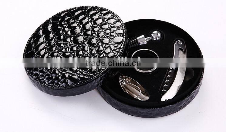 Promotional New Design Custom Leather Box wine box wine opener gift sets