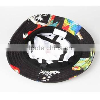 2016 Custom Simple Black 100% Cotton Bucket Hat