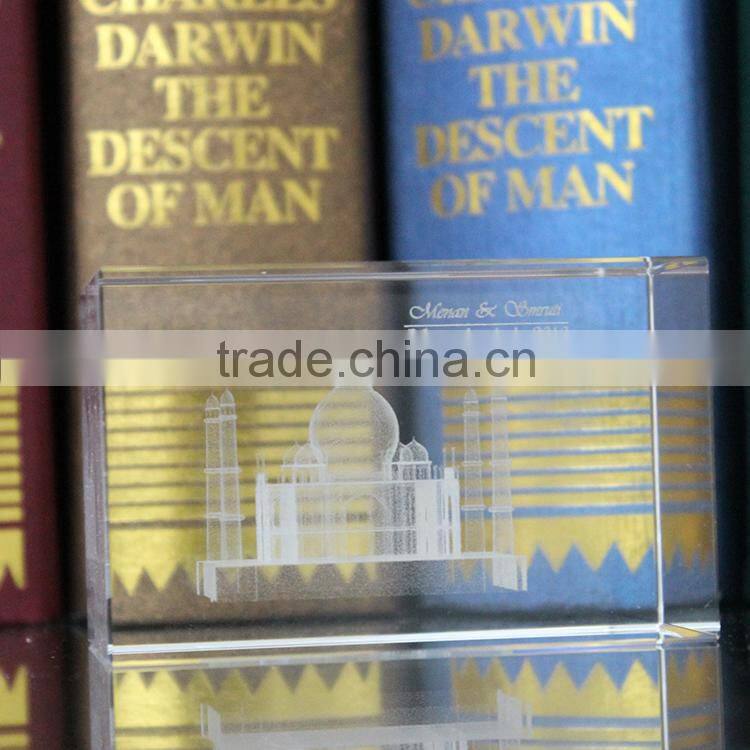 2015 clear cheap 3d crystal laser engraving gift
