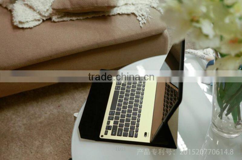 fashion style 2-in-1 Aluminum Metal Bluetooth Keyboard+Leather Case For Apple iPad Pro 12.9"
