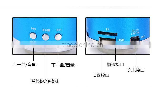 Wholesale Bulk round metal usb speaker fm radio mini speaker with micro-sd / tf card