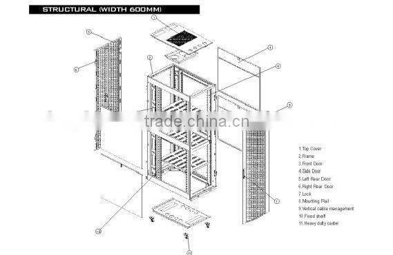 19inch 42U black network cabinet