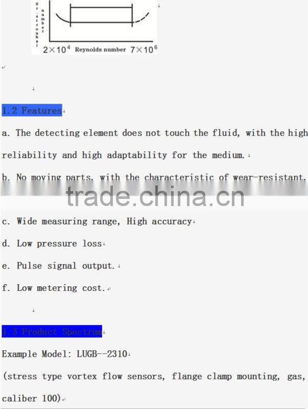 LUGB Vortex-shedding flow meter for water