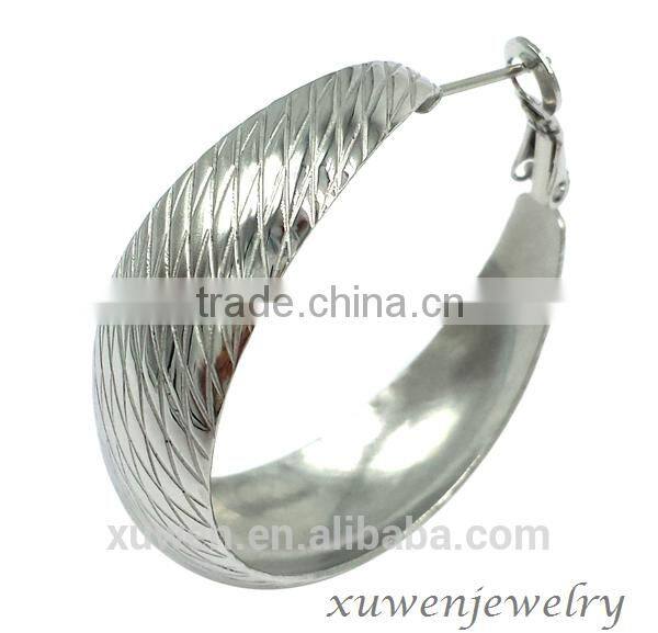 polish ball stainless steel chain hanging earrings