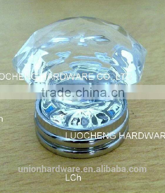 Modern european crown shape crystal cabinet door knob 35mm on brass base