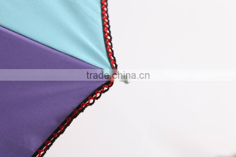 3 fold black gel coated colorful lady Parasol Umbrella, pagoda rainbow umbrella