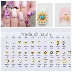 2016 new style gold and silver Hollow design 3D nail metal decoration Jewelry 3D Nail Design