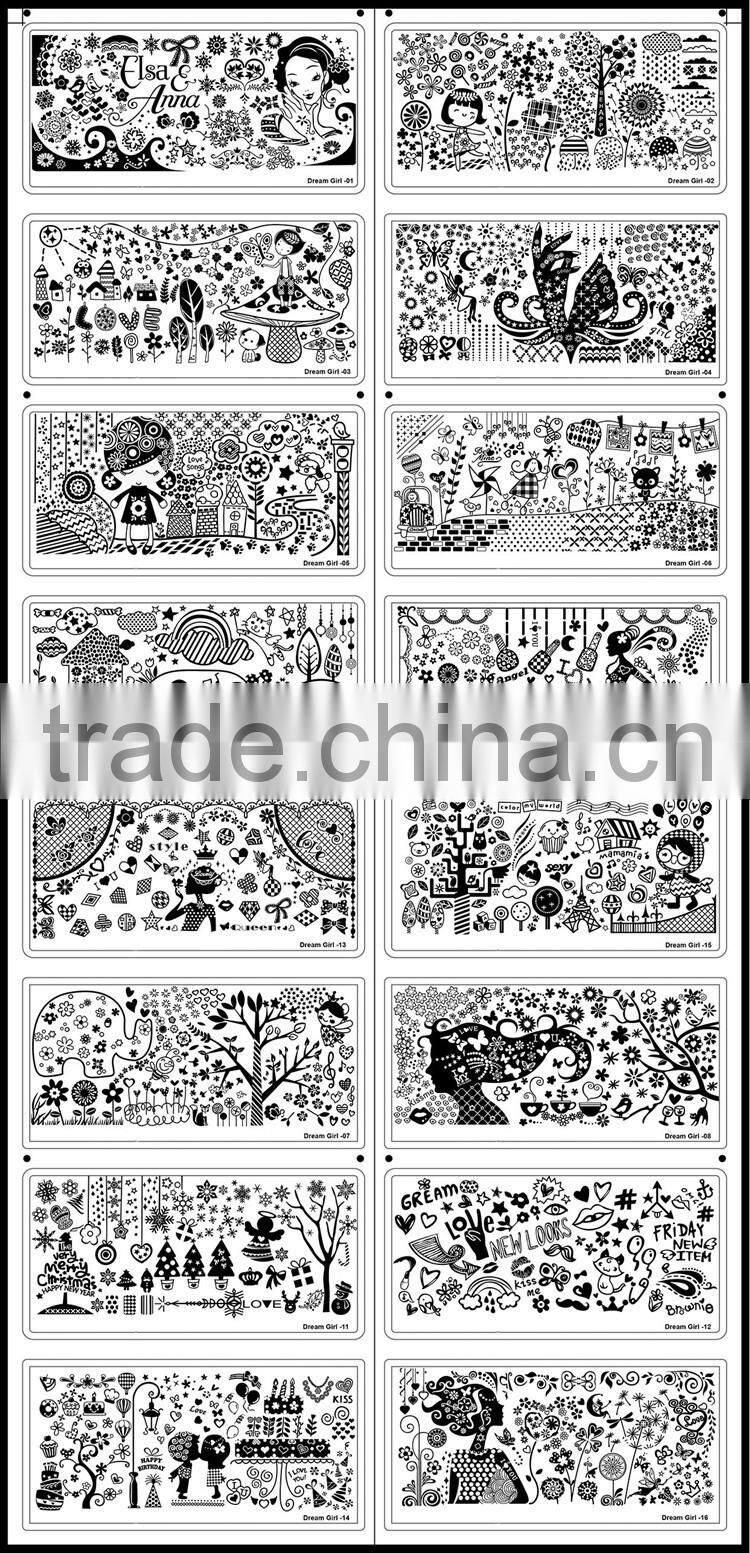 New Design Factory Outlets Dream Girl Series Nail Stamping, Professionals Nail Art Stamping Plates