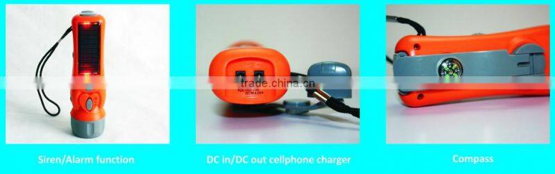 F-1718S Solar Crank Radio Flashlight,3 super-bright LED flashlight with Alarm and FM radio