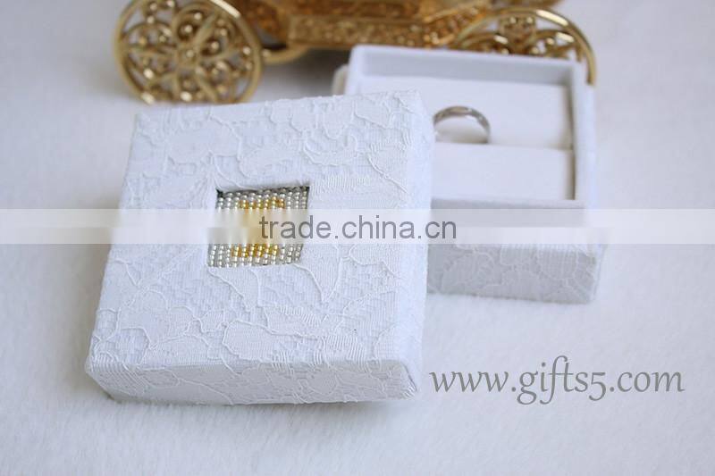 Unique engagement ring boxes with beaded name plate of I