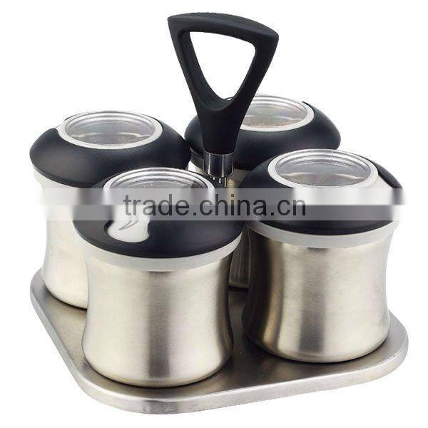 SINOGLASS 6Pcs Ergo Q SS Spice jar with Magnet Concept on the SS Base
