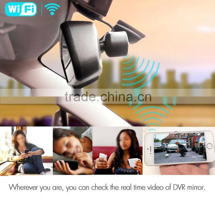 4.3inch 1080p HD dvr interior rearview monitor with reverse camera display and parking recording function