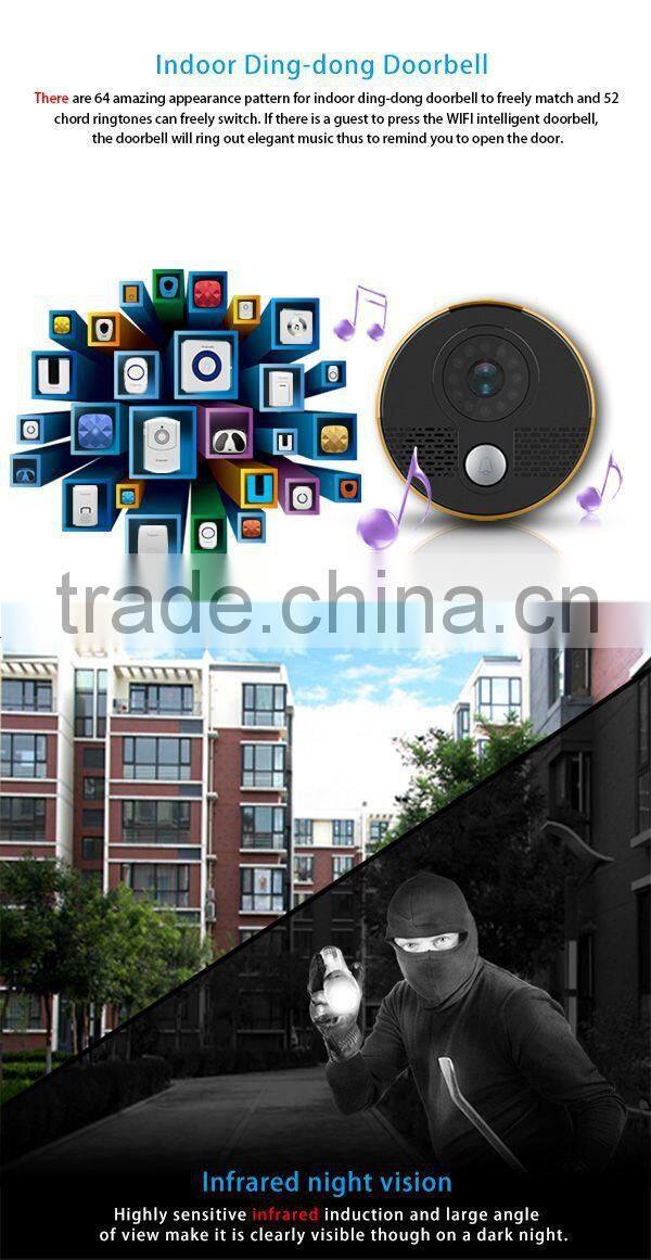 Intelligent Awareness Wifi doorbell with infrared night vision PIR motion sensor
