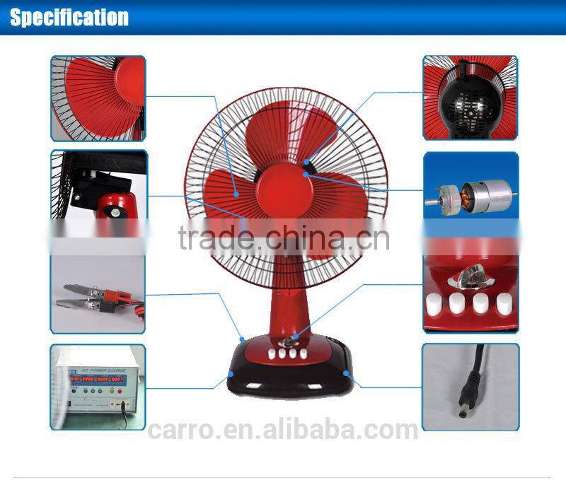 Hot design 12v 12inch electric solar desk fan battery desk fan