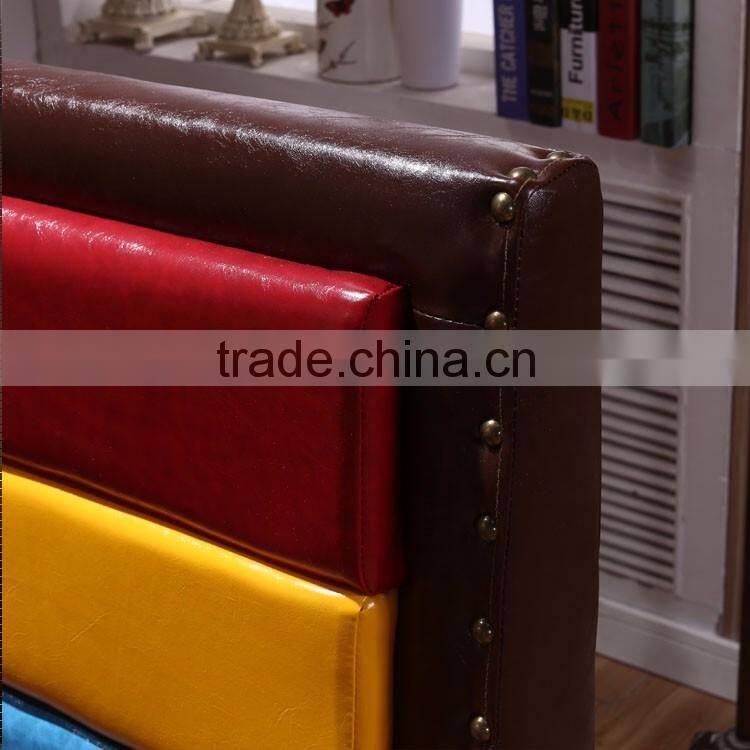 Latest design vivid leather restaurant booths wooden sofa seating