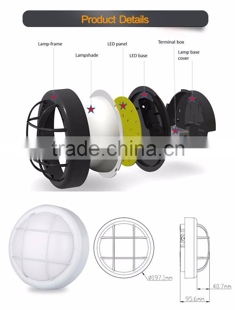 top sale ip44 led shower lamp waterproof led round plastic ceiling light camera covers,led bulkhead light fitting