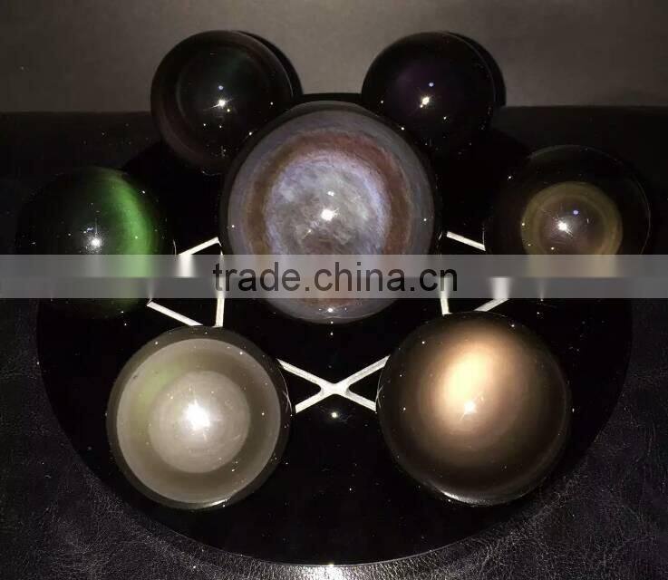 Hot sale nature crystal amazing rainbow obsidian sphere/ball seven star for home decoration